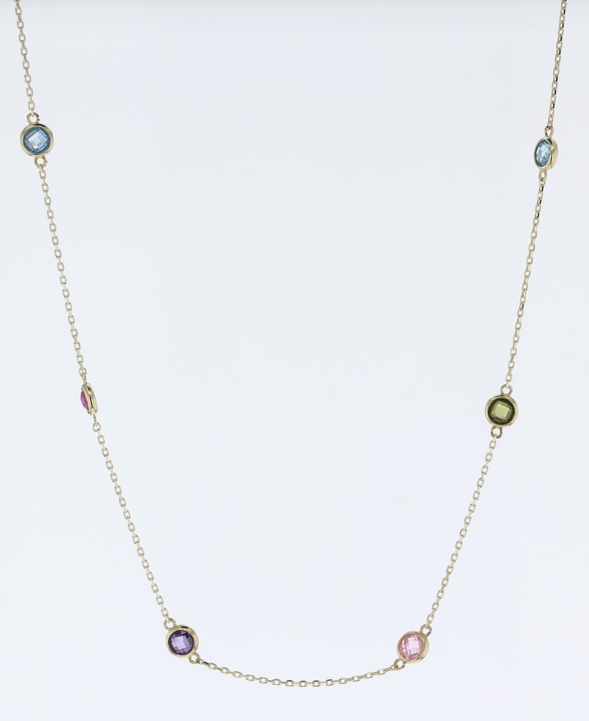 9Y CHAIN WITH MULTICOLOURED STONE CIRCLES NECKLACE