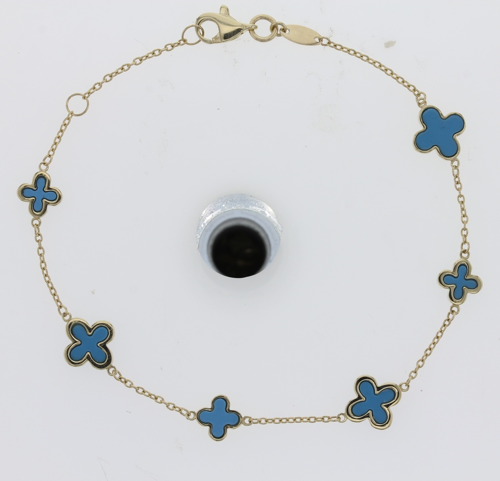 9Y ALTERNATING CHAIN WITH BLUE CLOVER BRACELET