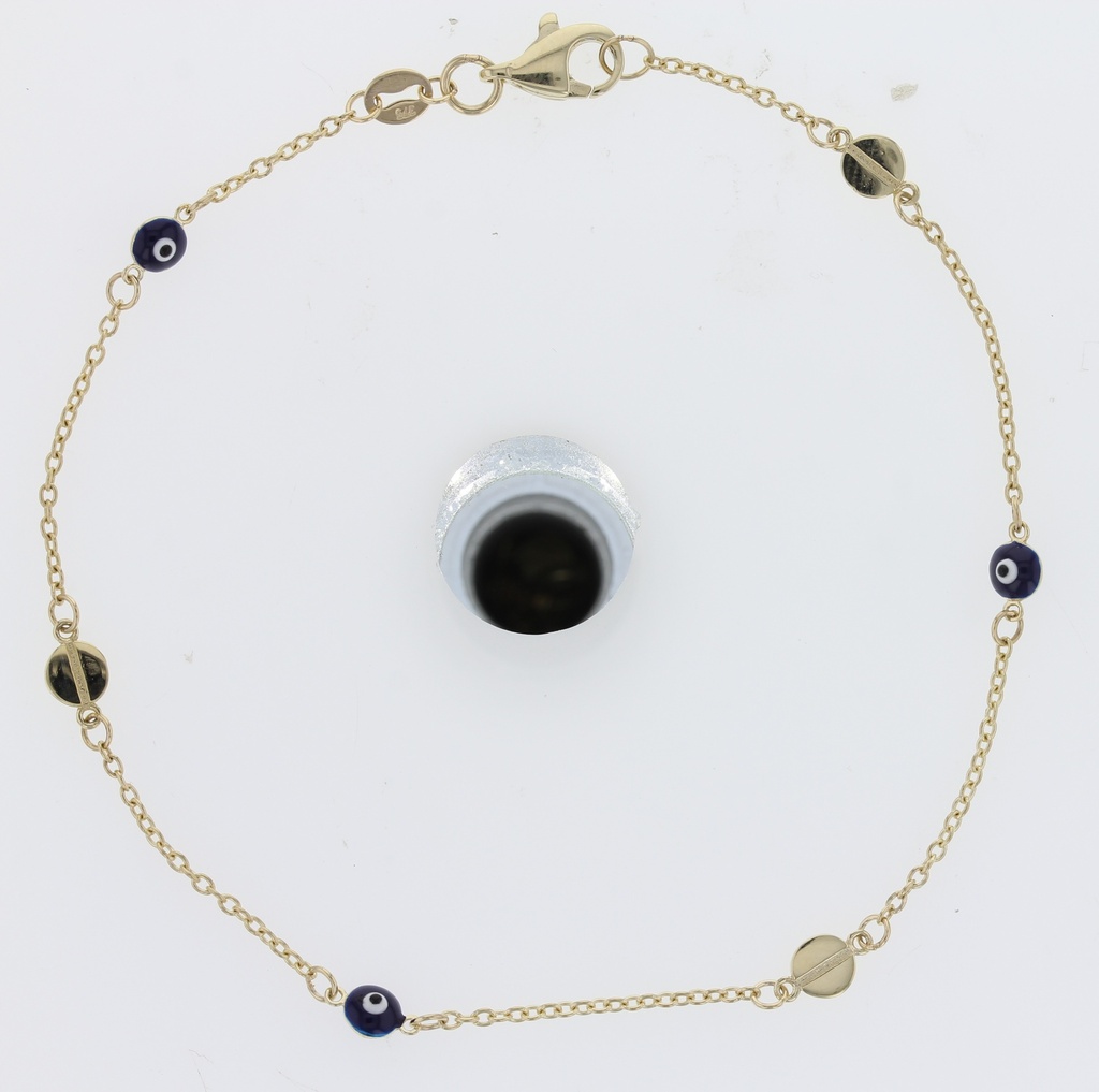 9Y CHAIN ALTERNATING SCREW AND EVIL EYE BRACELET