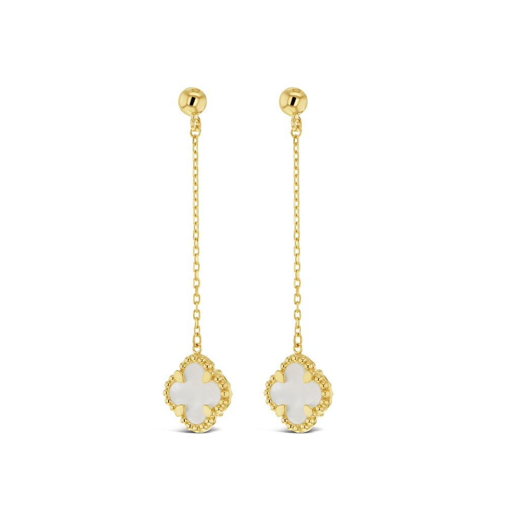 9Y MOP 4 LEAF CLOVER ON CHAIN WITH STUD