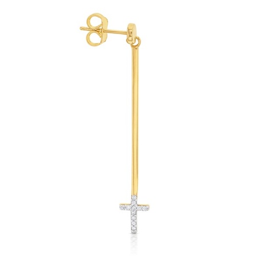 [EAR552]  9Y CZ CROSS BAR DROP STUD