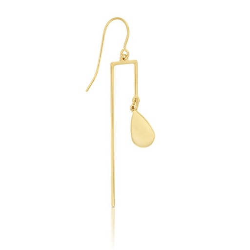 [EAR571]  9Y POLISHED BAR & PEAR DROP