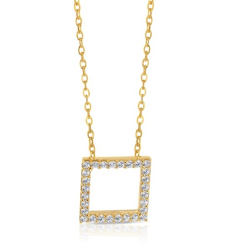 [BT164] CZ SQUARE ON CHAIN