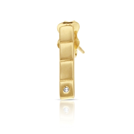 [EAR613]  9Y RECTANGLE BAR W/CZ STUD