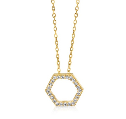 [BT165] CZ HEXAGON ON CHAIN