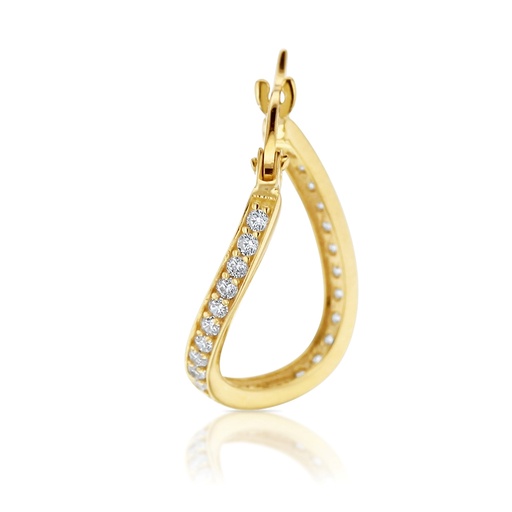 [EAR634]  9Y CZ WAVY OVAL 15MM HOOP