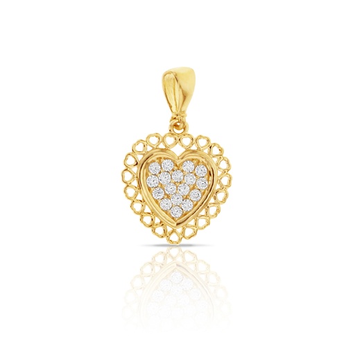 [STPD302]  9Y CZ SET HEART PENDANT HEARTS OUTER