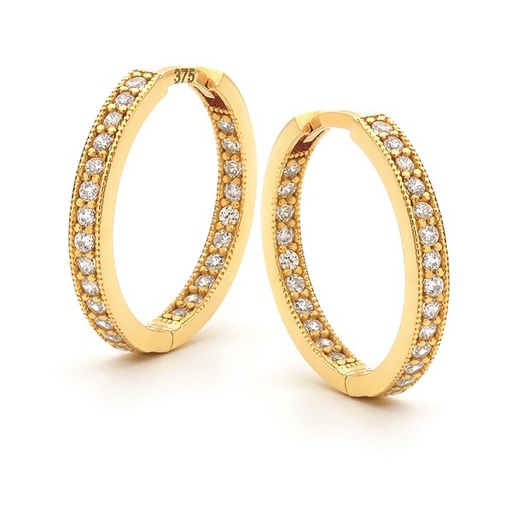 [EAR265]  9Y CZ SET 14MM HUGGIE