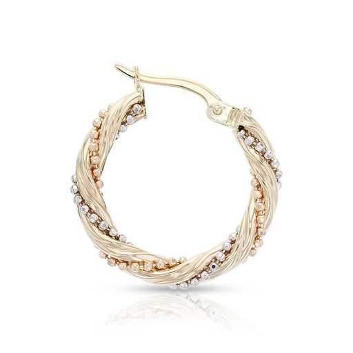 [EAR891] 9YWR BEADED TWIST 15MM HOOP
